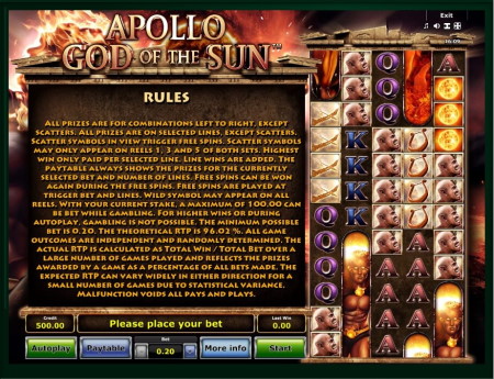 Apollo God of the Sun Slot Autoplay feature